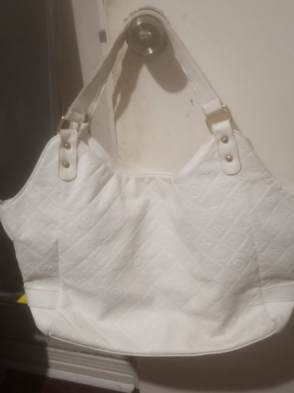 Louis Vuitton Paris Leather Hobo Shoulder Bag Handbag Purse White Monogram - Picture 7 of 16